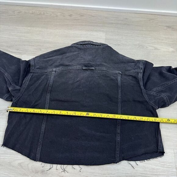 Free People Amelia Cropped Denim Jean Trucker Jacket Womens XS Black Slouchy - Picture 4 of 5